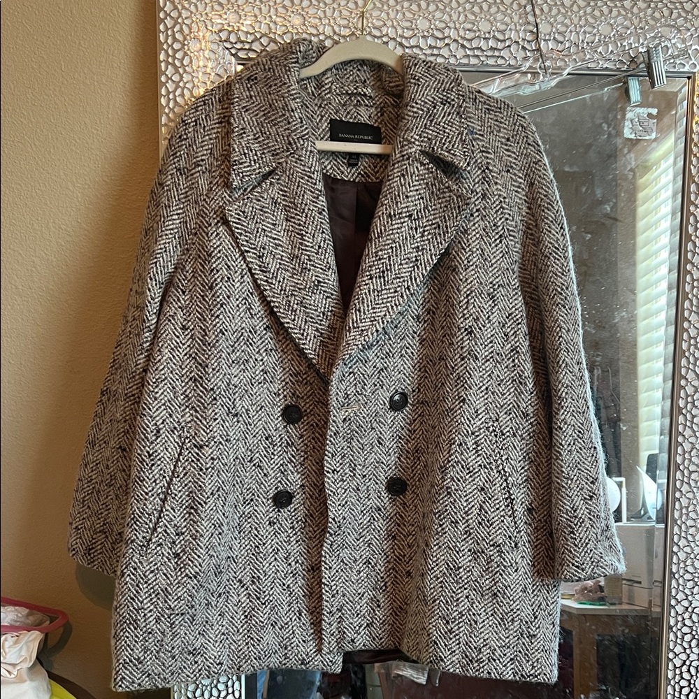 Banana Republic Black and White Pea Coat